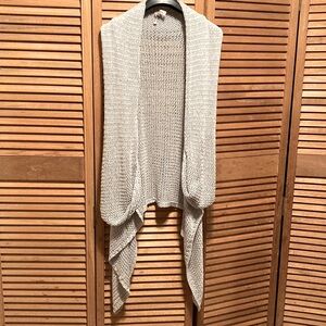 BCBG Generation Grey Asymmetrical Knit Shawl Collar Cardigan